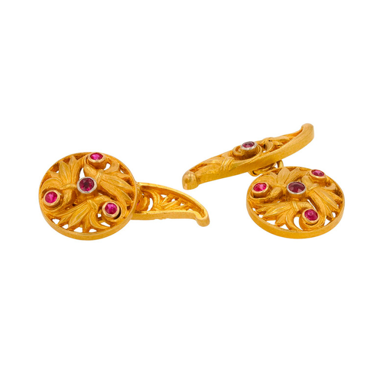 Boutons de manchettes vintage rubis 0.20 carat or jaune 10.13g Comme neuf -  reconditionné disponible sur Gemme Les Bijoux